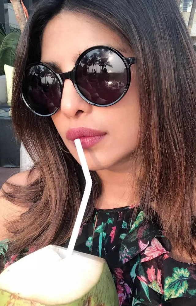 Priyanka Chopra utilizes coconut water, which is hydrating, to keep her skin looking fresh and bright throughout the summer heat