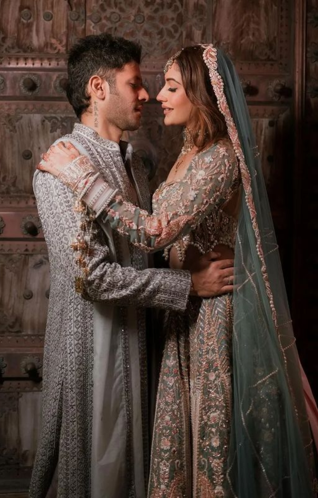 Capturing the pure romance, Surbhi and Karan strike a pose, their love radiating through every frame, a testament to their beautiful connection.