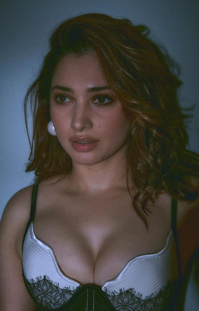 Tamannaah Bhatia epitomises timeless fashion appeal with her black-white ensemble, exuding a captivating atmosphere.