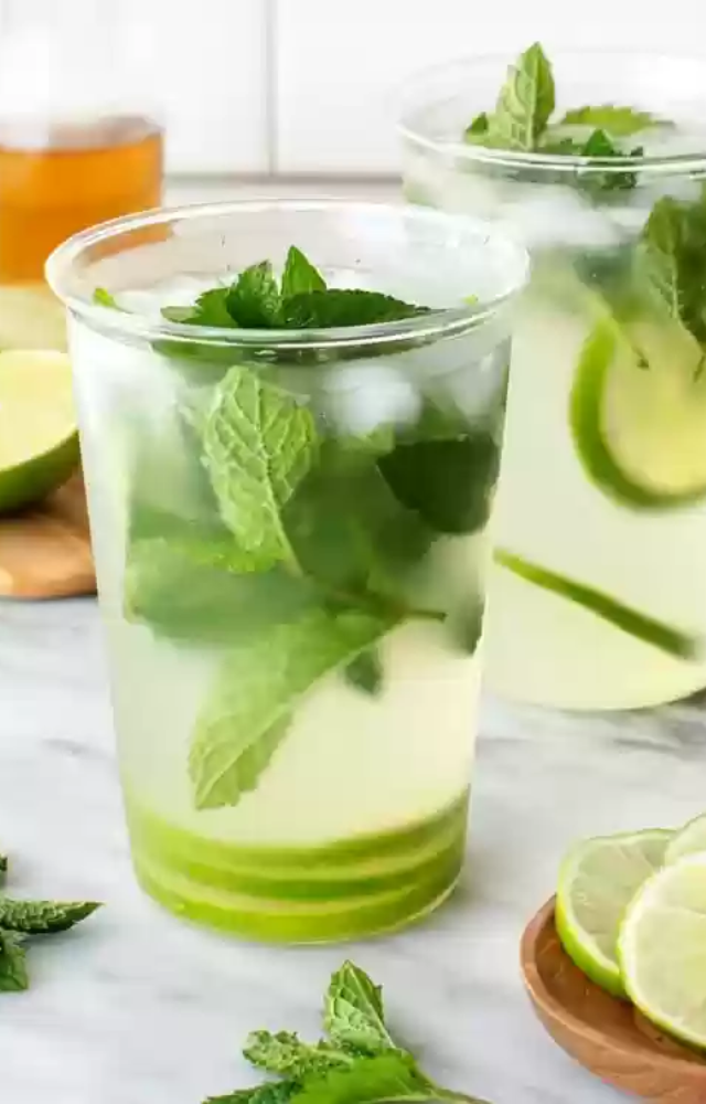 Fresh mint, lime, and a splash of soda make mojitos a refreshing New Year’s Eve favorite.
