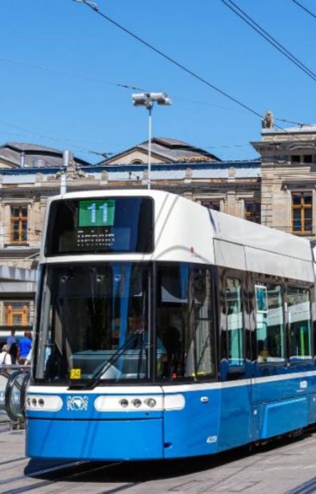traveler using public transit in major city