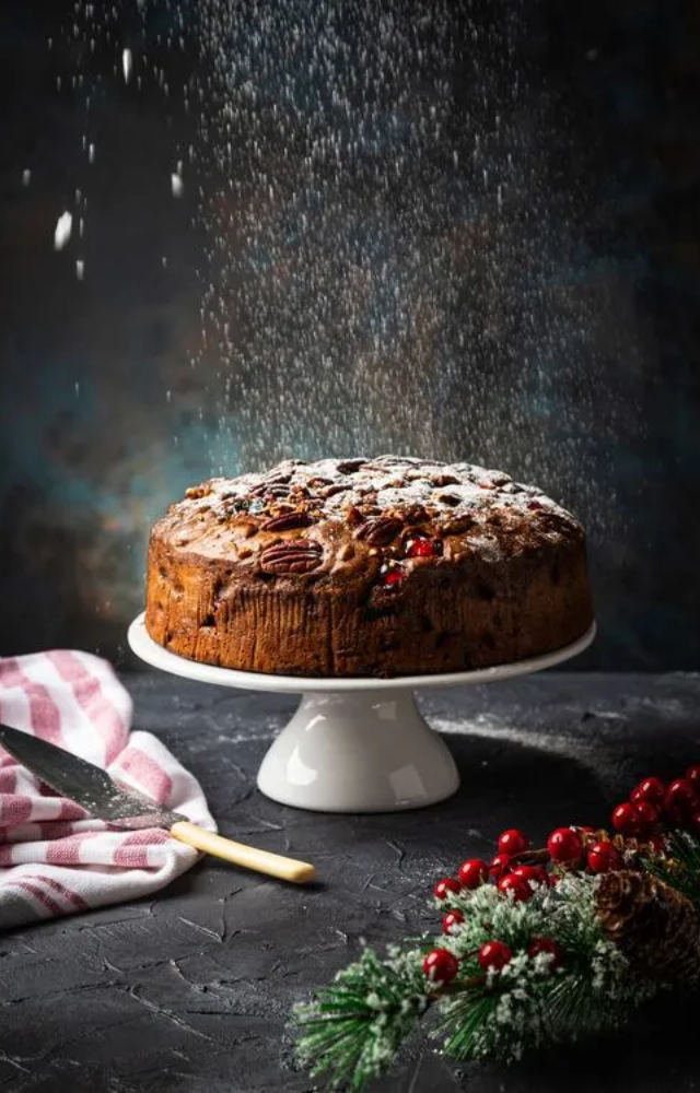 Rich in dried fruits and nuts, this spiced fruitcake is perfect for the holiday season.