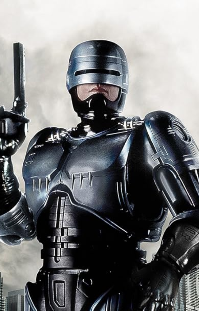 A murdered cop is reborn as a powerful law enforcer. Violent, satirical, and deeply dystopian.