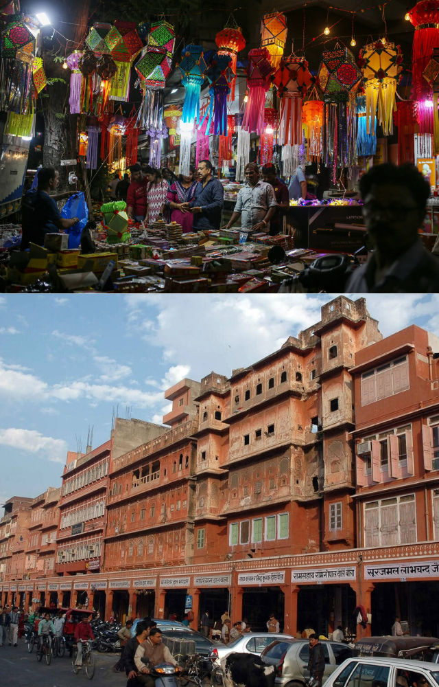 Discover exquisite Rajasthani handicrafts at Johari Bazaar, featuring vibrant textiles and decorative items ideal for Diwali.
