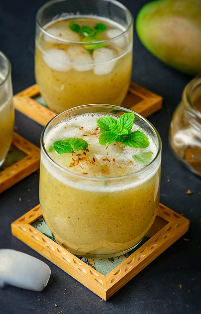 This tangy raw mango drink is perfect for beating the heat while enjoying the festivities.