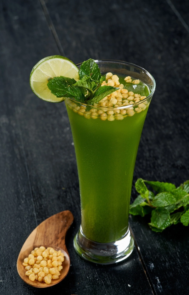 A zesty cumin-infused drink that not only quenches thirst but also aids digestion.