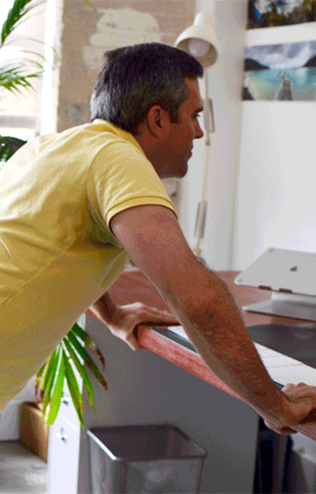 Try seated leg lifts or desk push-ups during work. A great way to stay active while working.
