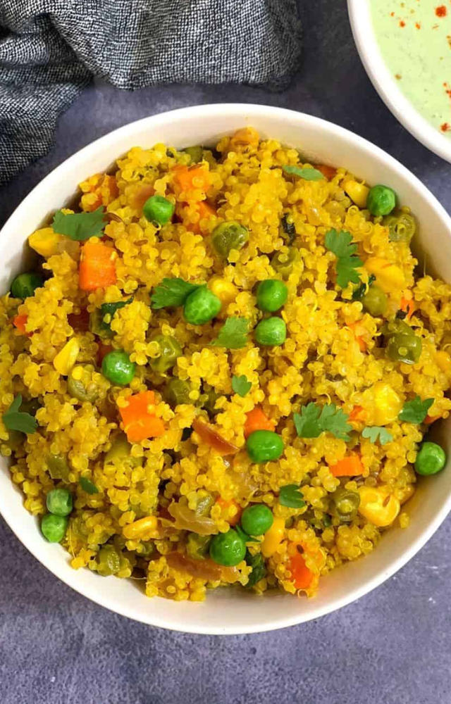 High in protein and fiber, this colorful bowl makes lunch healthy and hearty.