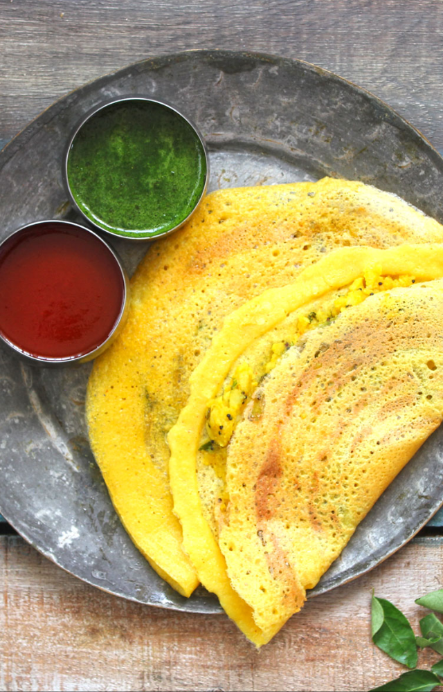 A delicious and nutritious pancake made from protein-rich moong dal.