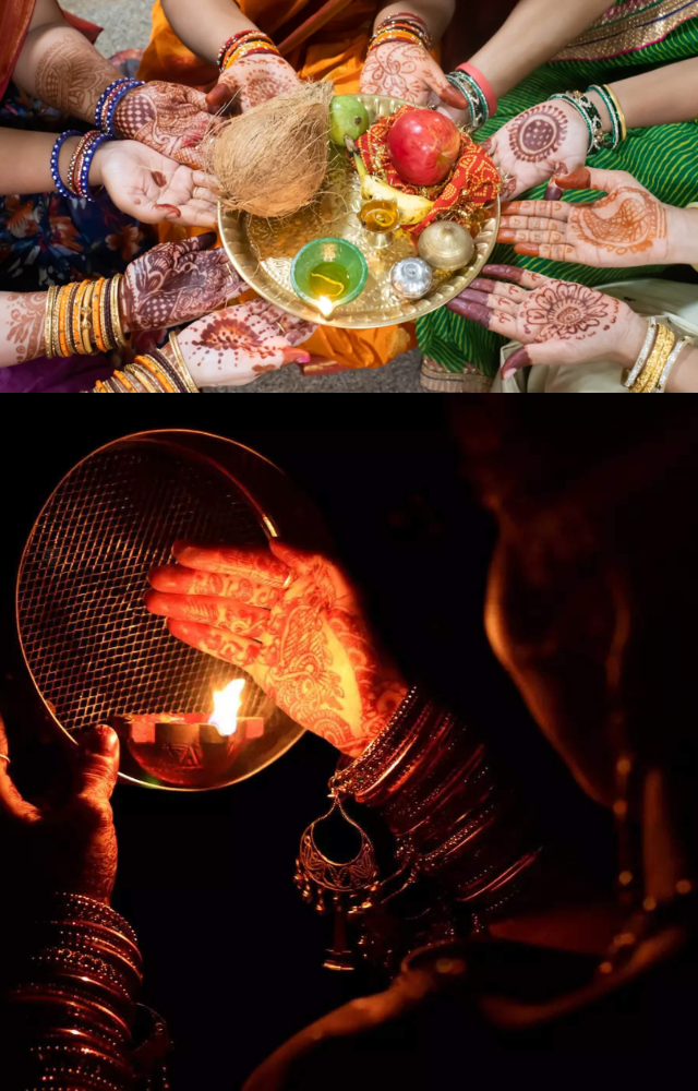 Women fast from dawn to moonrise for their husbands’ well-being on Karwa Chauth. Discover the rituals that accompany this day of devotion.