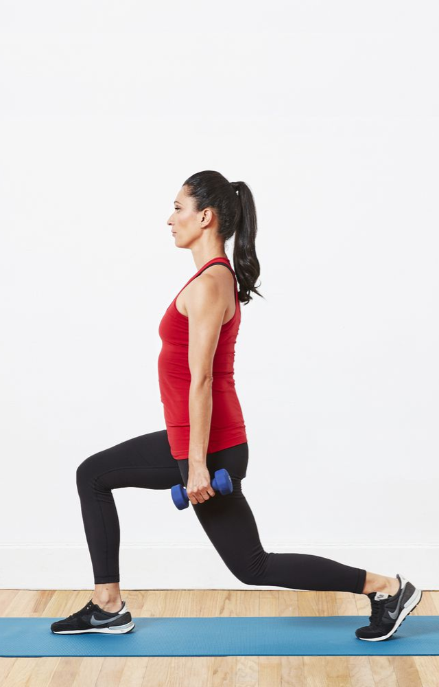 Improve balance and strengthen your legs and glutes with lunges, a great lower-body workout.