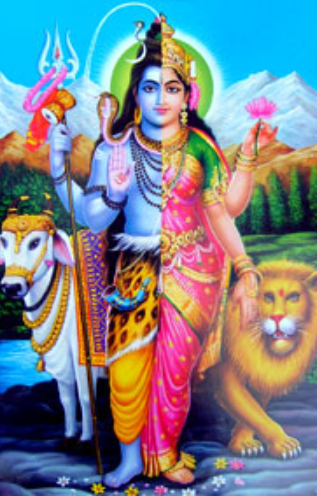 A fusion of Shiva and Parvati, Ardhanarishvara embodies balance and unity. This form represents the harmony of masculine and feminine energies.