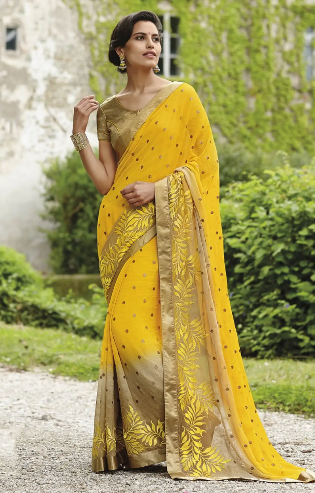 Yellow symbolizes joy and positivity, perfect to start Navratri on an uplifting note.
