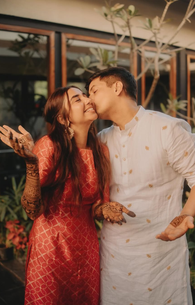 The YouTuber shared heartwarming pictures with her husband, Vrishank Khanal, capturing their joyful pre-wedding celebrations.