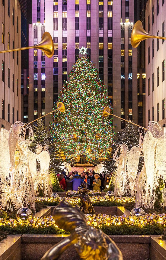 NYC dazzles with Christmas lights, ice skating at Rockefeller Center, and spectacular holiday displays throughout the city.