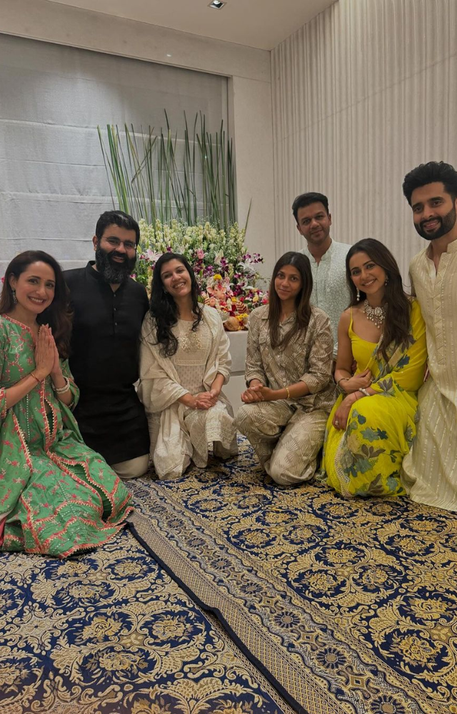 Check out Rakul Preet and Jackky Bhagnani’s Instagram post capturing their lively Ganpati celebration with friends and joyous festivities.