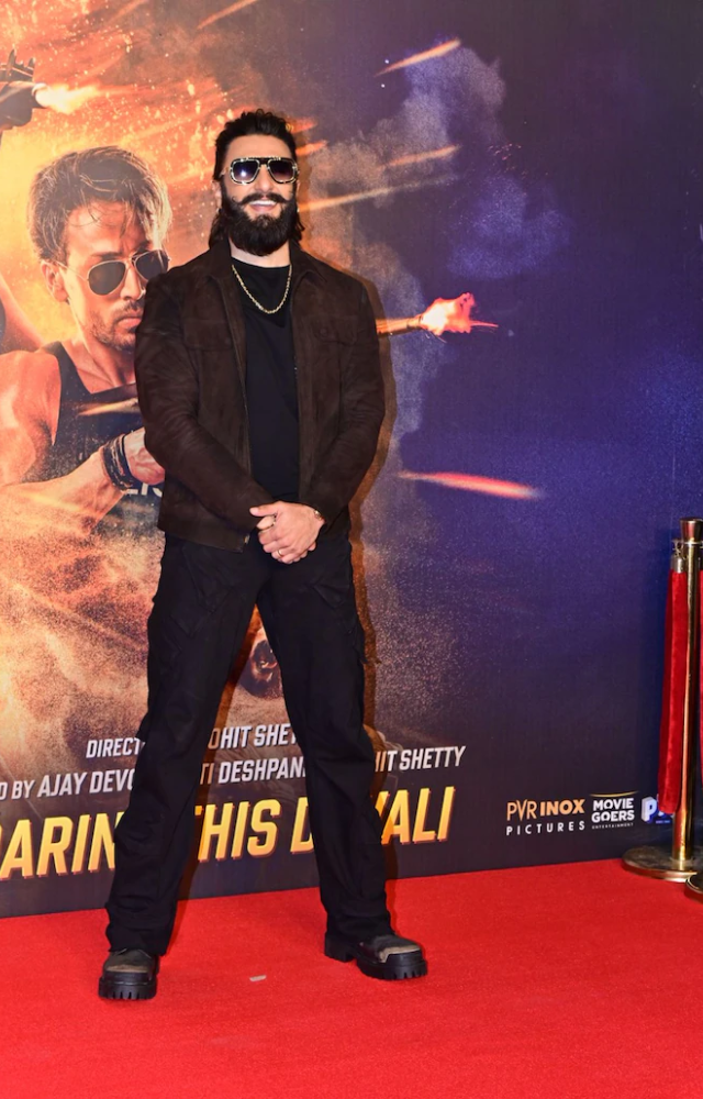 Ranveer brought his signature energy to the trailer launch with a bold fashion statement.