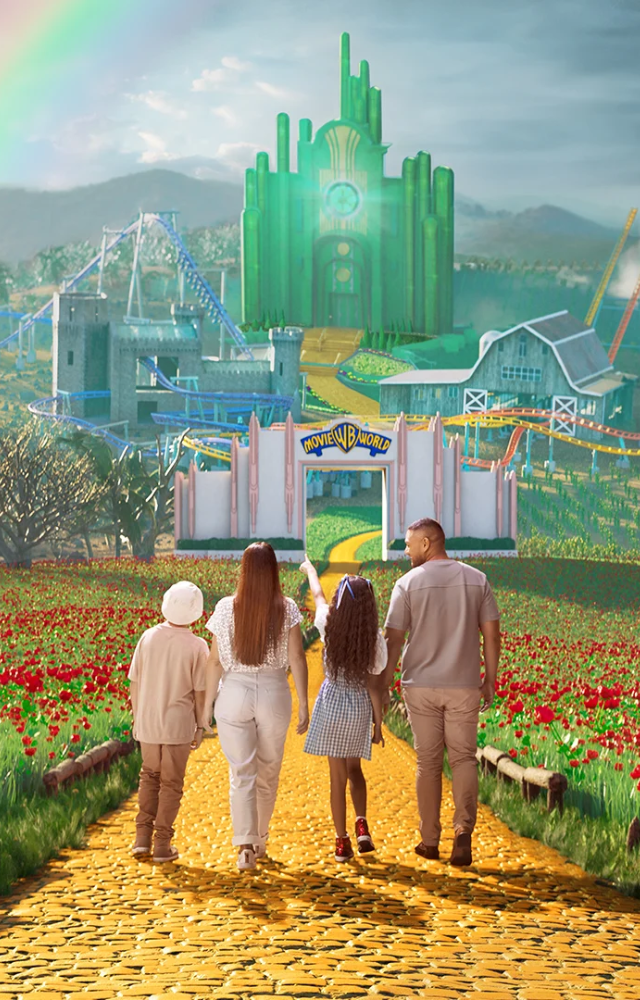 Follow Dorothy on a whimsical journey through Oz with a good witch, a wicked one, and timeless charm.