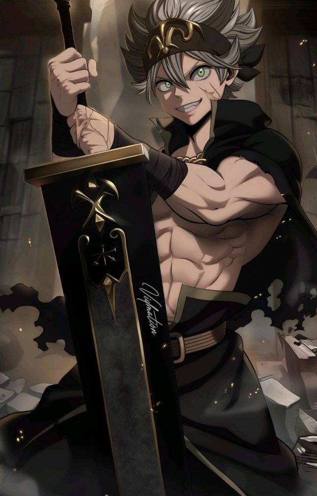Born without magic in a realm defined by sorcery, Asta wields anti magic swords and overcomes every trial through relentless training.
