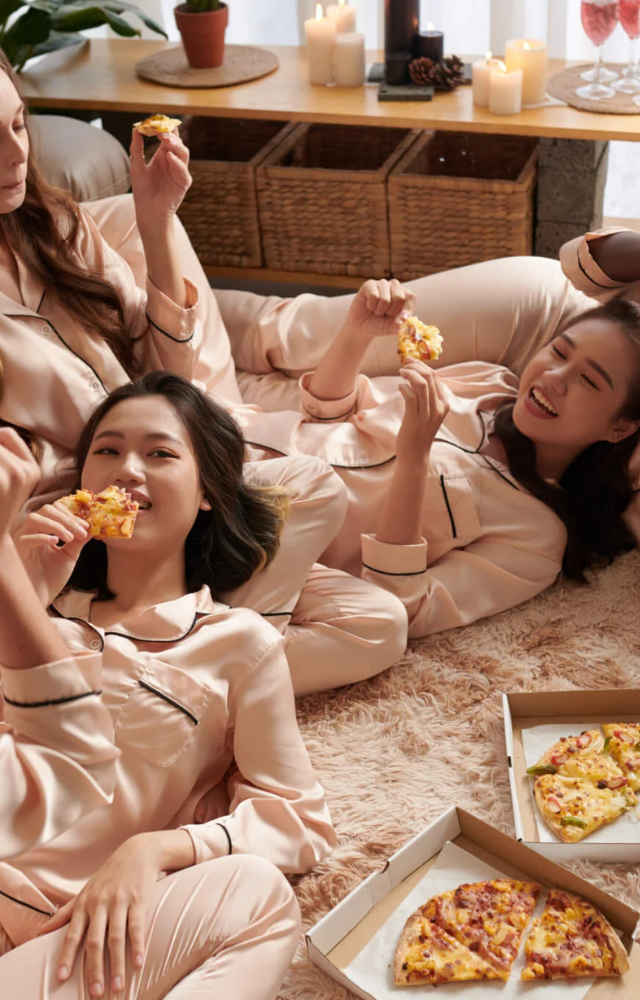 Everyone stays in their New Year’s pajamas for the day, turning streets into cozy fashion runways.