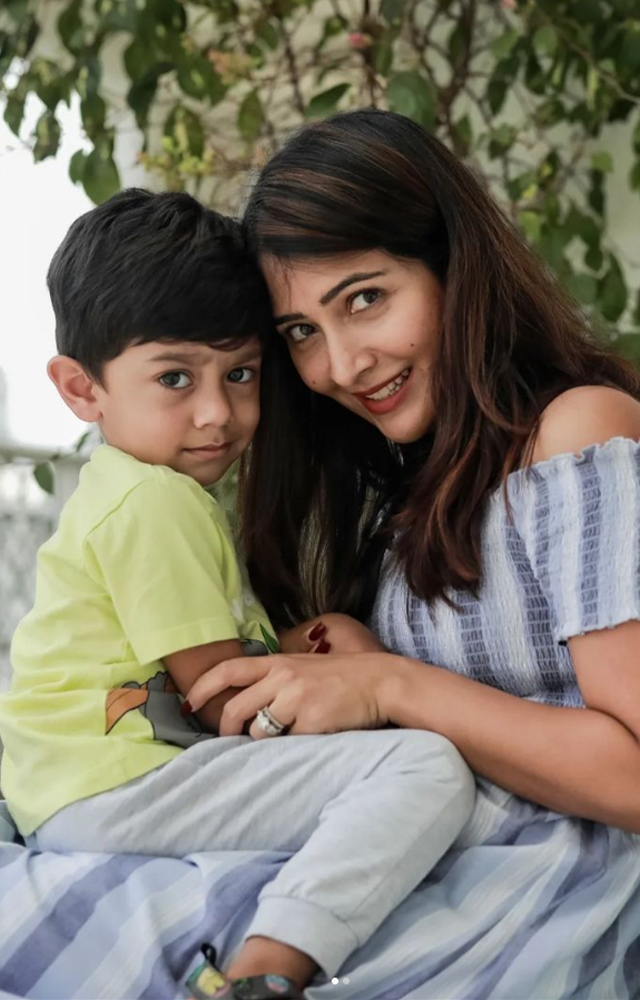 A touching picture capturing Radhika Pandit and her son, Yatharv, in a special mother-son bond.