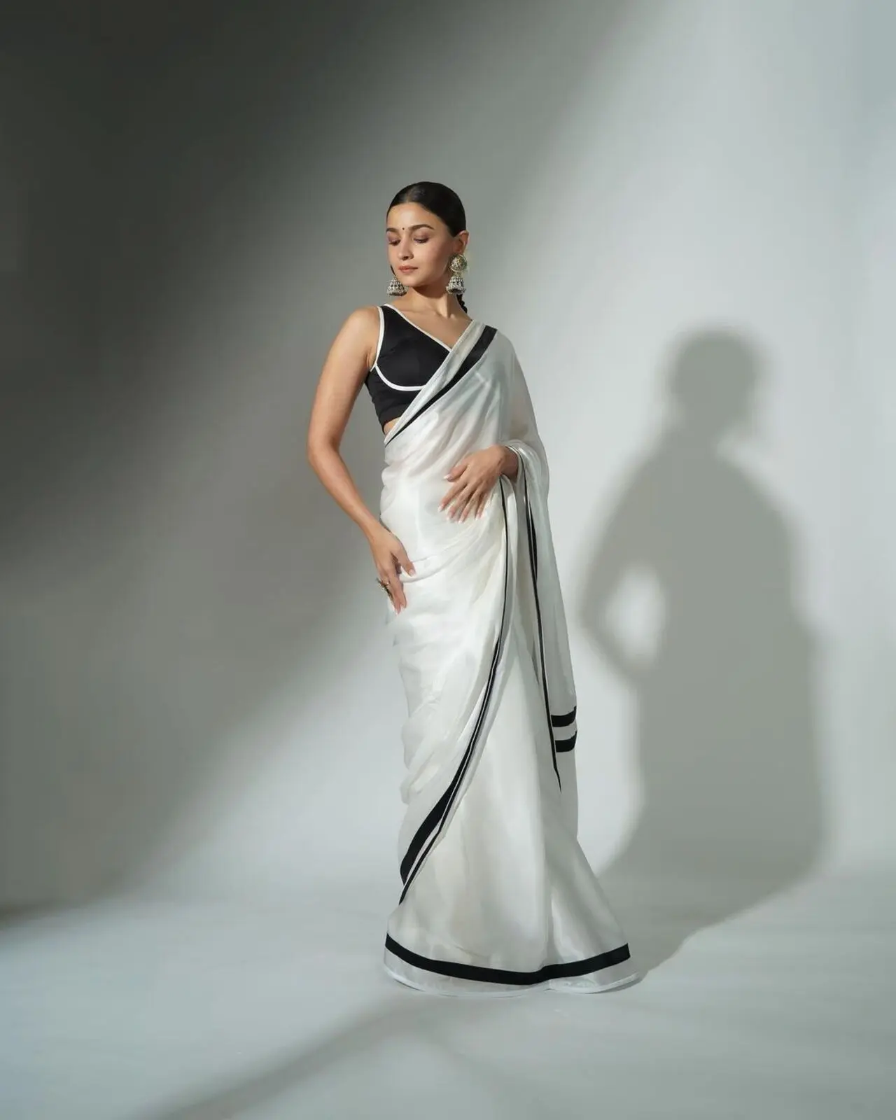 Alia Bhatt was seen in different kinds of white saree during the promotion of her film `Gangubai Kathiawadi` as the colour white plays a significant role in the life of her character